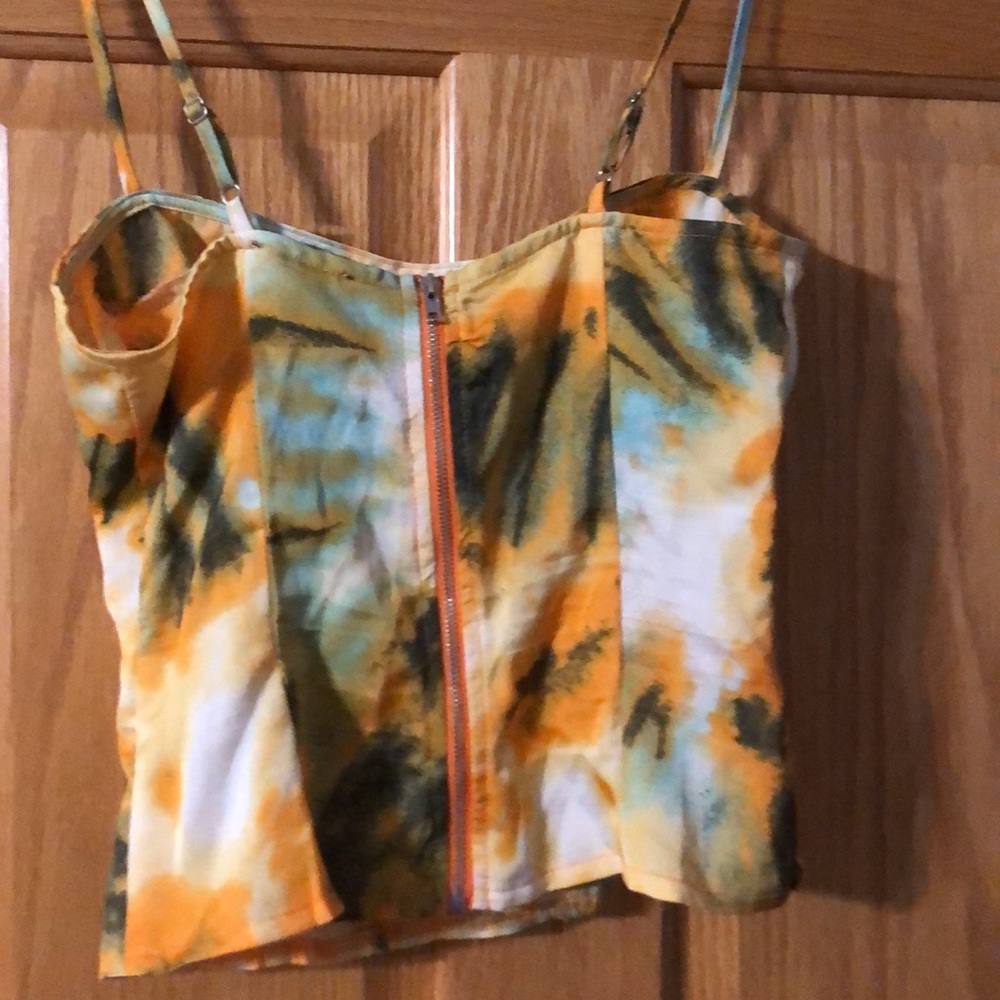 Multi Colored Top Size 4 With Zippered Down Back - image 3